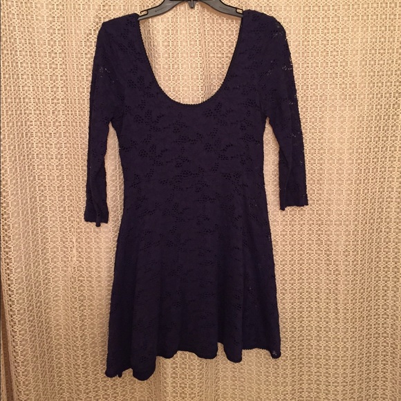 PERFECT FOR FALL W BOOTIES! Free People Navy dress - Picture 2 of 4