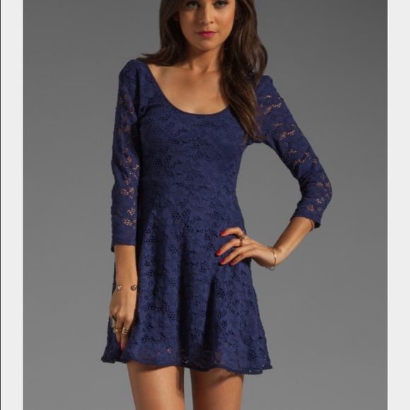 PERFECT FOR FALL W BOOTIES! Free People Navy dress - Picture 1 of 4