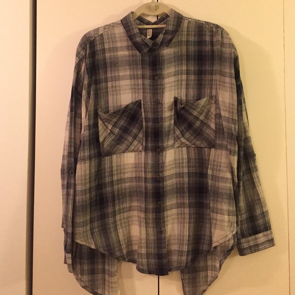 Free People Split Back Plaid Shirt
