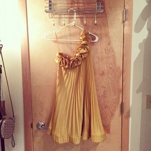 BCBG one shoulder dress in yellow