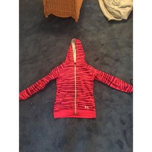 Under Armour Pink Stripe Zip Up Hoodie