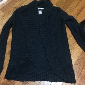 Navy blue cardigan and pink flannel