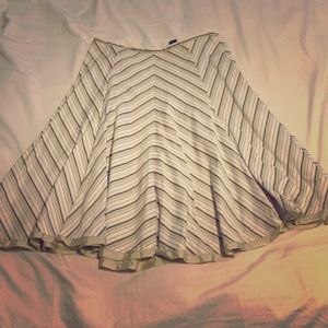 Tan, black and white striped skirt