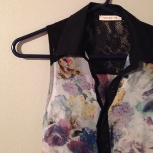 Arden B. Sheer Top w/ Lace Design