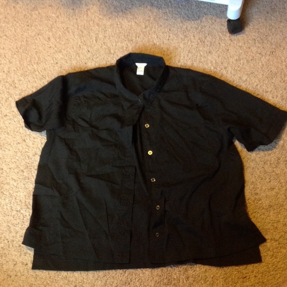 Black Loose Fit Button Up Crop Top