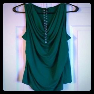 Green cowl neck top
