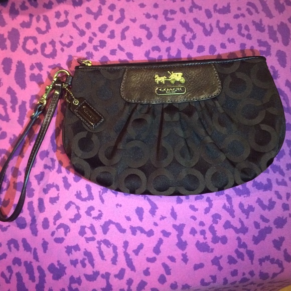 Authentic brown Coach wristlet