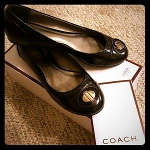 Coach black patent flats