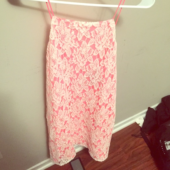 Neon pink lace dress!