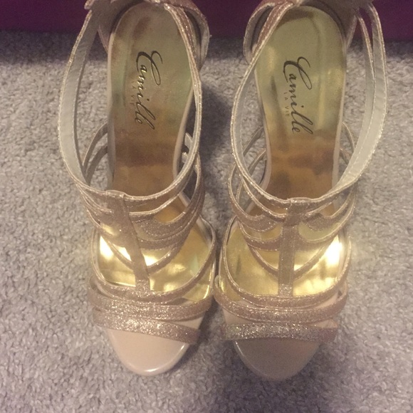 Champage/gold sparkly heels - Picture 4 of 4