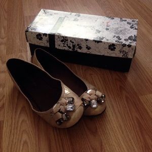 SOLD, Light Gold Flats With Jewell Embelishments