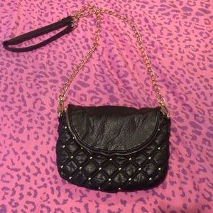 Black with gold studs crossbody purse