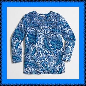 J. Crew Factory Embroidered Placket  Blue M