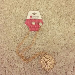 Charming Charlie Necklace and pearl earrings