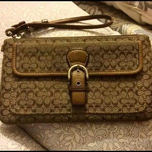 COACH Tan Signature Wristlet