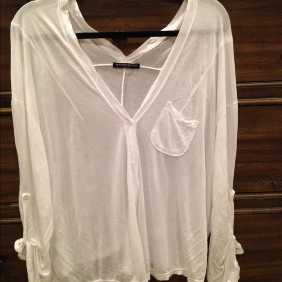 Brandy Melville Tops - Brandy white asymmetrical button down