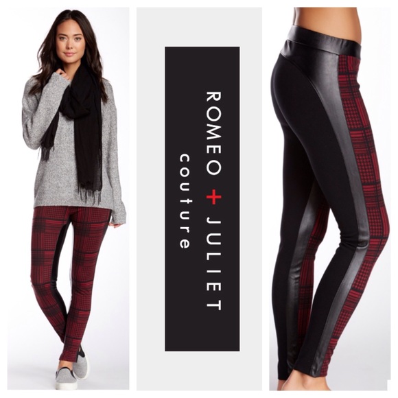 Romeo & Juliet Couture Pants - Romeo + Juliet Oxblood Houndstooth Leggings