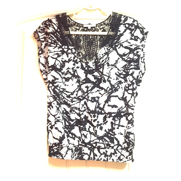 Black and White top with crochet detail