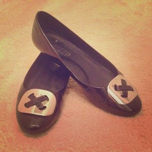 Dark Blue Patent Leather Flats