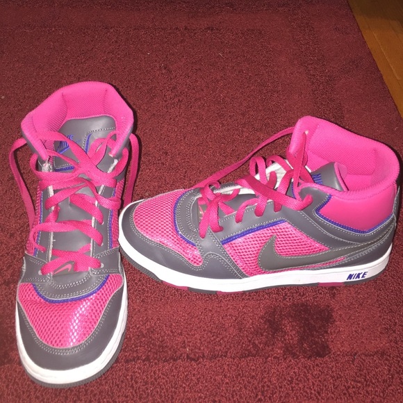 Pink Blue and Gray Nike sneakers