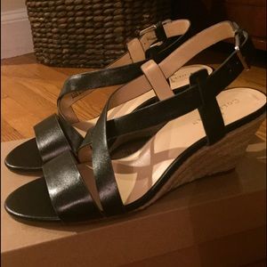 Cole Haan black leather shoes with wedge. Size 6