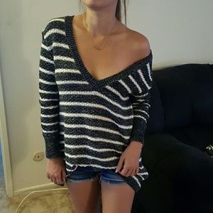 Deep V striped cozy Sweater