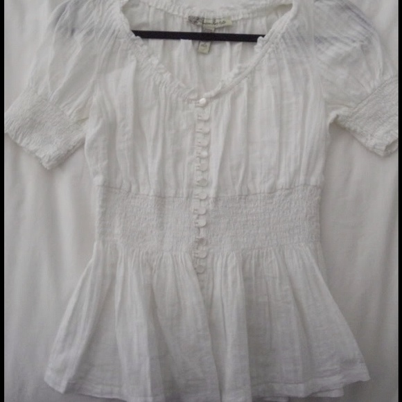 ISO: "White Smocked Button Front Peasant Blouse" - Picture 2 of 3