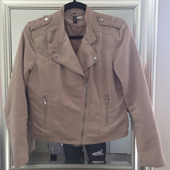 ❌❌SOLD ❌❌ Nude Suede Zipper Jacket - Picture 2 of 3