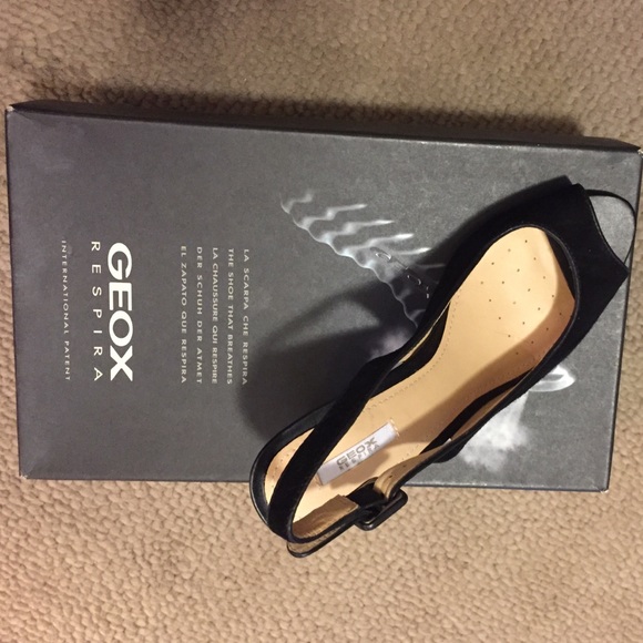 Brand new Geoxx black suede sling backs