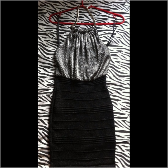 ‼️REDUCED‼️Silver/black strapless couture dress