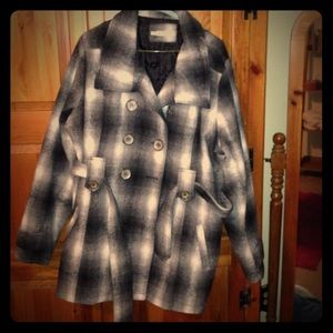 Black and white peacoat