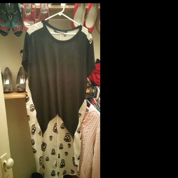 High low skull T-shirt