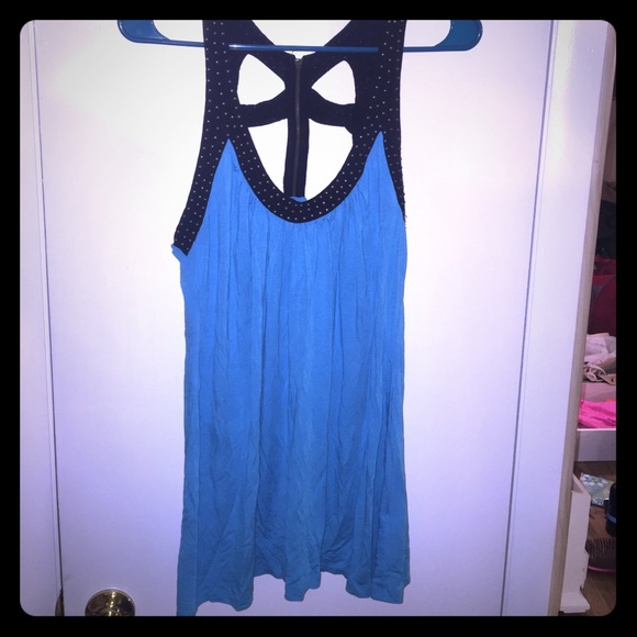 Blue tunic top with studded detailing