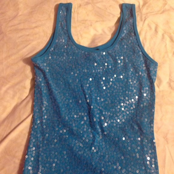Blue sequin tank top - Picture 1 of 2
