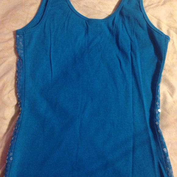 Blue sequin tank top - Picture 2 of 2