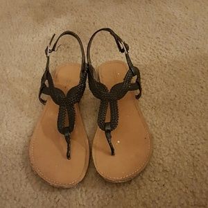 Flat black sandals