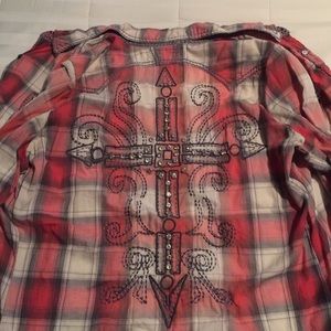 Roar Orange Plaid Long Sleeve Shirt