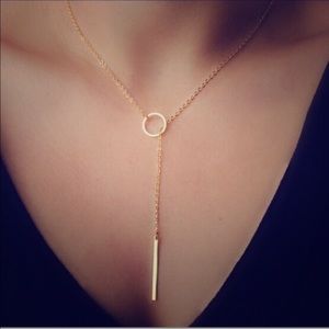 Gold Circle and Bar Necklace