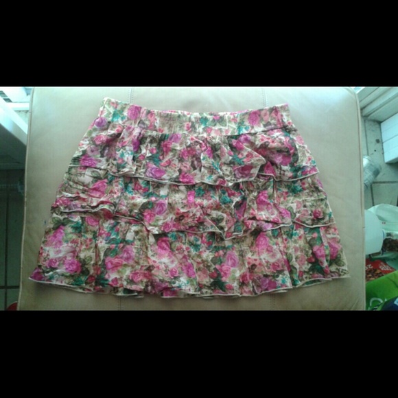 Flower ruffle elastic band skirt