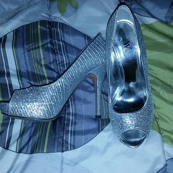 Shiny silver heels