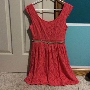 Coral lace dress 👗