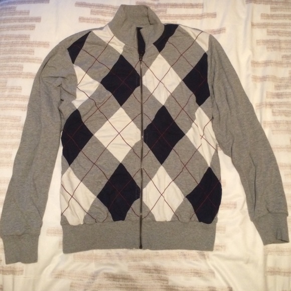Gray men's zip-up sweater