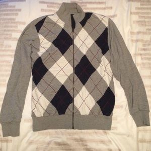 Gray men's zip-up sweater
