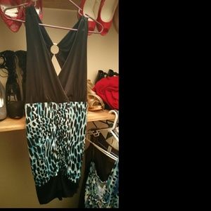 Black and blue short sexy dress