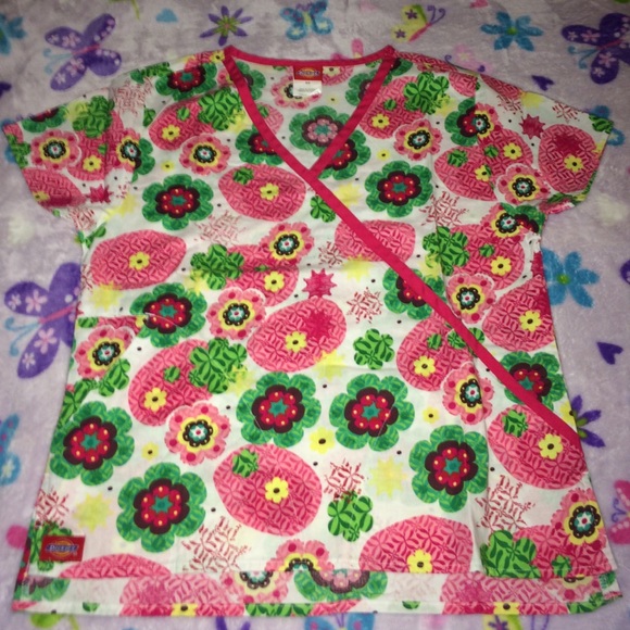 Floral green scrubs