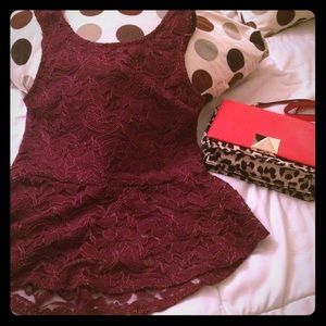Burgendy lace top w/ bow at the back