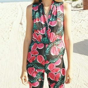 American apparel chiffon watermelon one piece smal
