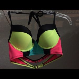 Neon colored bathing suit top
