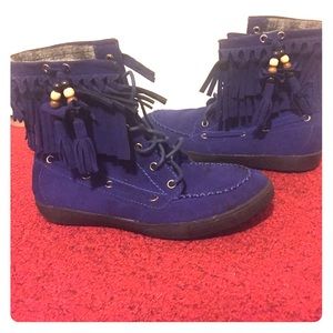 Blue moccasins boots