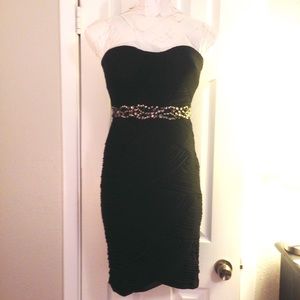 Adrianna Papell black rouched cocktail dress